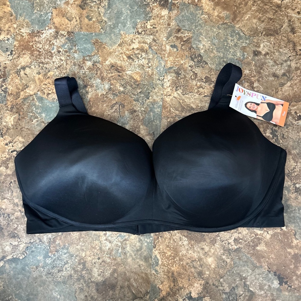 Joyspun Wirefree Lightly Lined Bra Womens Size 44DDD Black Wireless Back Closure